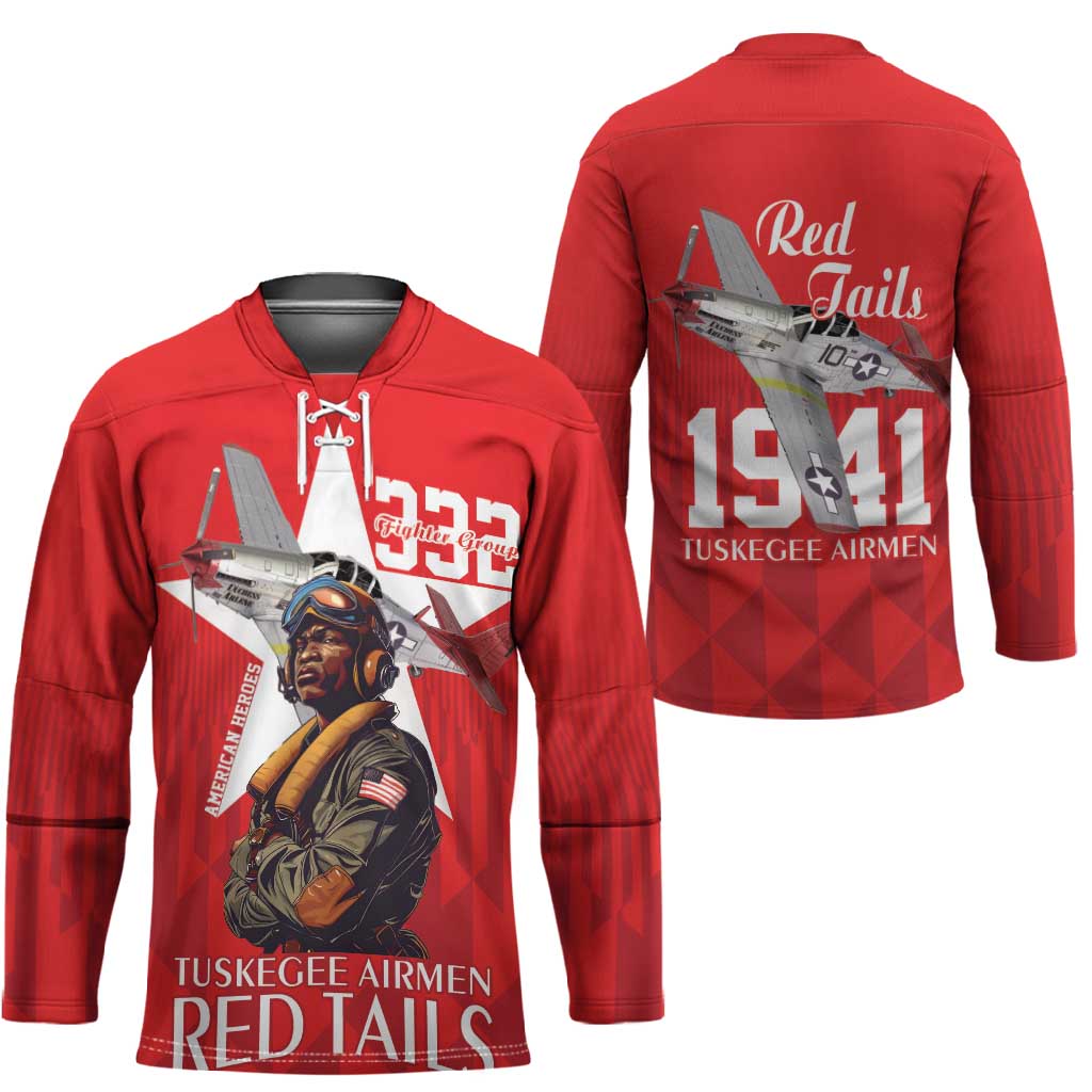 Tuskegee Airmen Red Tails Legacy Hockey Jersey African American Pilots - Red