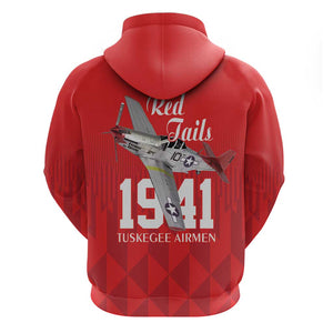 Tuskegee Airmen Red Tails Legacy Hoodie African American Pilots - Red - African Pride