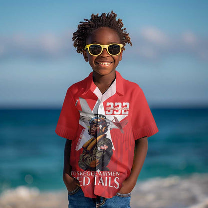 Tuskegee Airmen Red Tails Legacy Kid Hawaiian Shirt African American Pilots - Red - African Pride