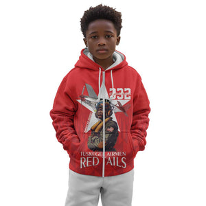 Tuskegee Airmen Red Tails Legacy Kid Hoodie African American Pilots - Red - African Pride