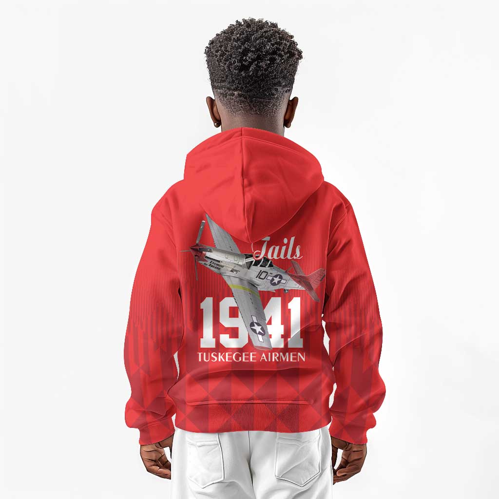 Tuskegee Airmen Red Tails Legacy Kid Hoodie African American Pilots - Red - African Pride