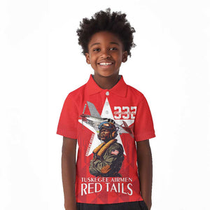 Tuskegee Airmen Red Tails Legacy Kid Polo Shirt African American Pilots - Red - African Pride