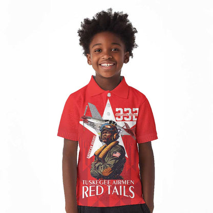 Tuskegee Airmen Red Tails Legacy Kid Polo Shirt African American Pilots - Red - African Pride