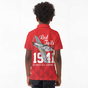 Tuskegee Airmen Red Tails Legacy Kid Polo Shirt African American Pilots - Red - African Pride