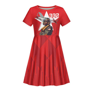 Tuskegee Airmen Red Tails Legacy Kid Short Sleeve Dress African American Pilots - Red - African Pride