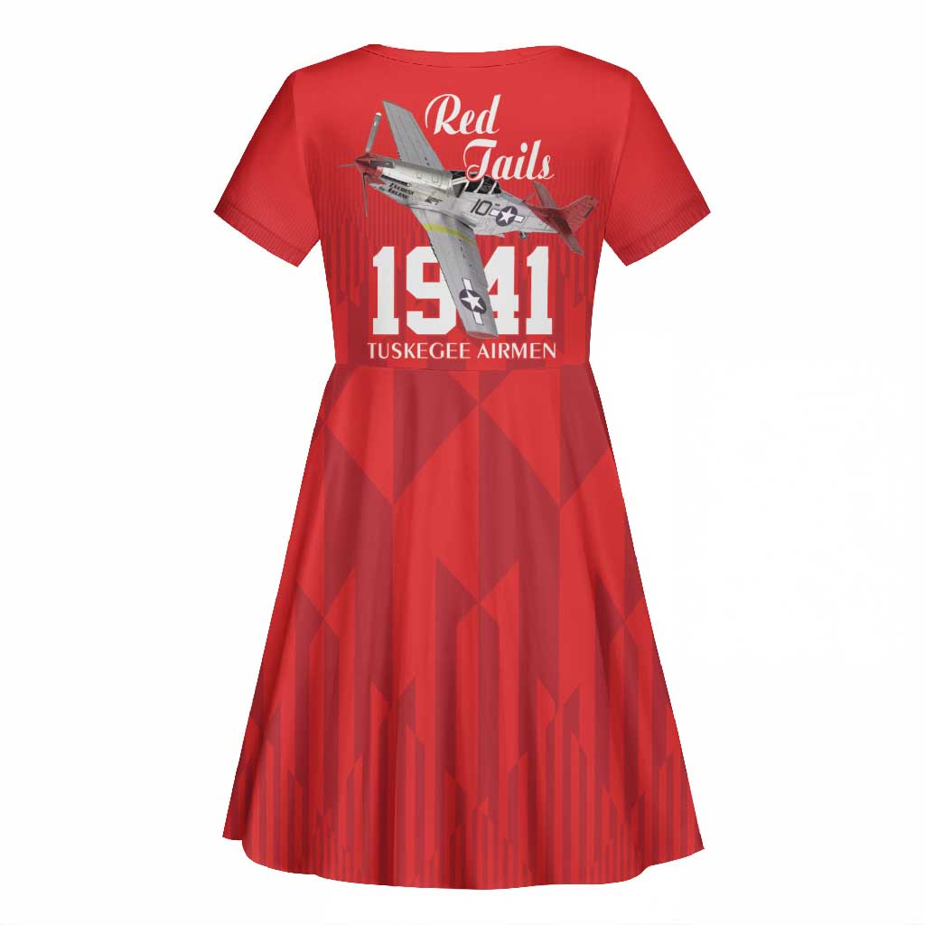 Tuskegee Airmen Red Tails Legacy Kid Short Sleeve Dress African American Pilots - Red - African Pride