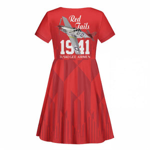 Tuskegee Airmen Red Tails Legacy Kid Short Sleeve Dress African American Pilots - Red - African Pride