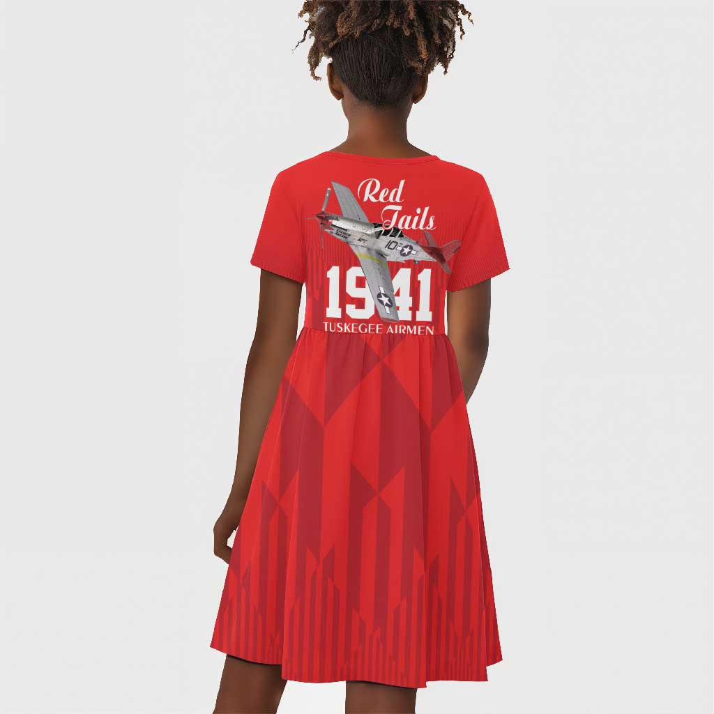 Tuskegee Airmen Red Tails Legacy Kid Short Sleeve Dress African American Pilots - Red - African Pride