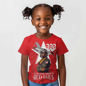 Tuskegee Airmen Red Tails Legacy Kid T shirt African American Pilots - Red - African Pride
