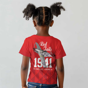 Tuskegee Airmen Red Tails Legacy Kid T shirt African American Pilots - Red - African Pride