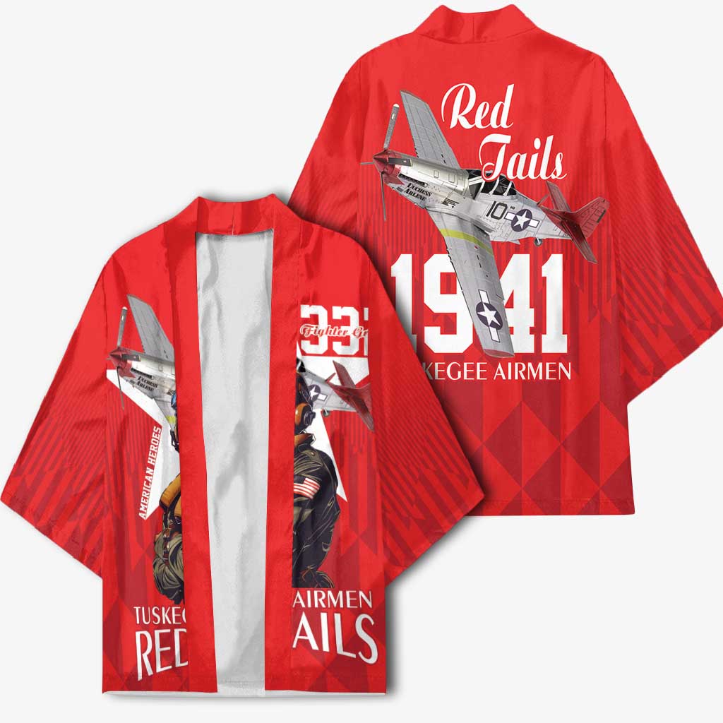 Tuskegee Airmen Red Tails Legacy Kimono African American Pilots - Red