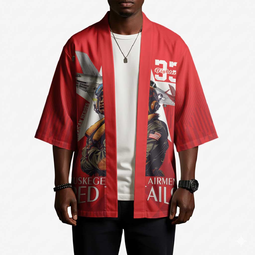 Tuskegee Airmen Red Tails Legacy Kimono African American Pilots - Red