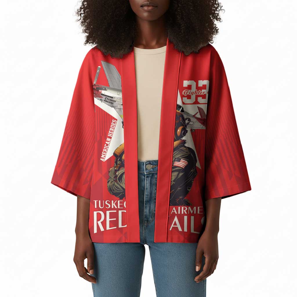 Tuskegee Airmen Red Tails Legacy Kimono African American Pilots - Red