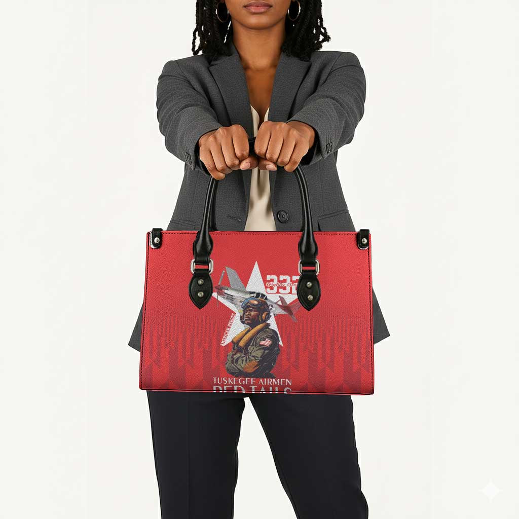 Tuskegee Airmen Red Tails Legacy Leather Bag African American Pilots - Red