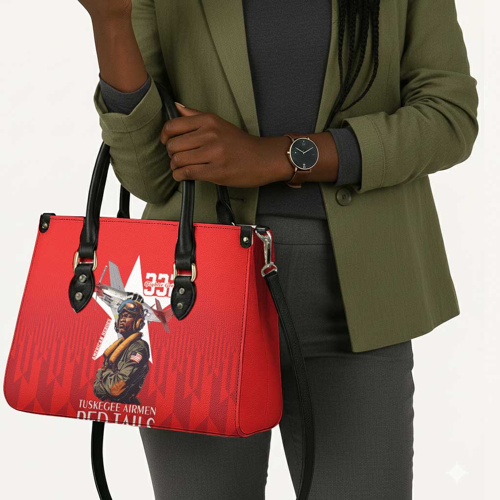 Tuskegee Airmen Red Tails Legacy Leather Bag African American Pilots - Red