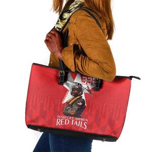 Tuskegee Airmen Red Tails Legacy Leather Tote Bag African American Pilots - Red - African Pride
