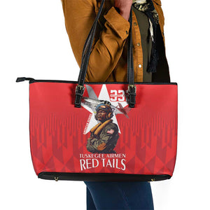 Tuskegee Airmen Red Tails Legacy Leather Tote Bag African American Pilots - Red - African Pride