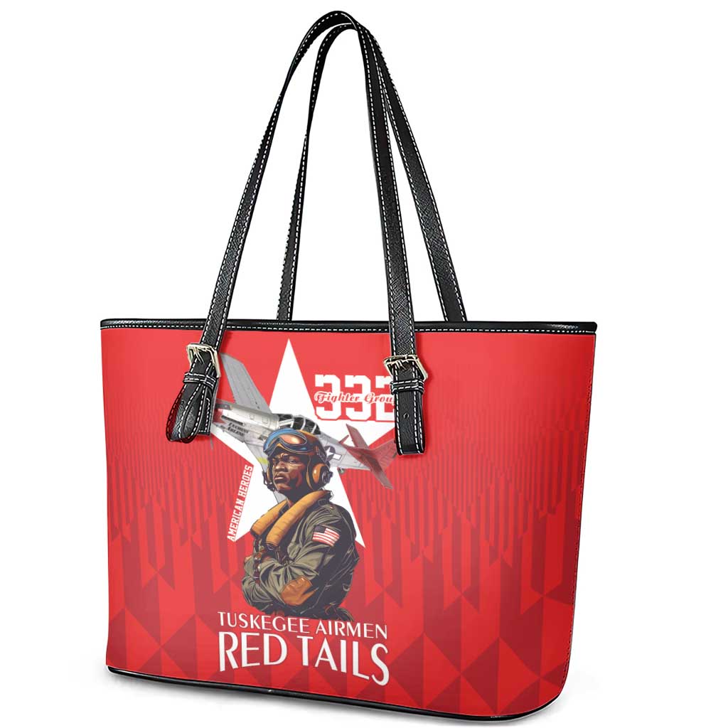 Tuskegee Airmen Red Tails Legacy Leather Tote Bag African American Pilots - Red - African Pride