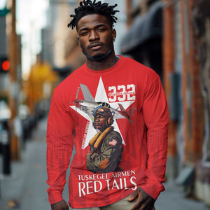 Tuskegee Airmen Red Tails Legacy Long Sleeve Shirt African American Pilots - Red - African Pride