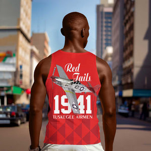 Tuskegee Airmen Red Tails Legacy Men Tank Top African American Pilots - Red - African Pride