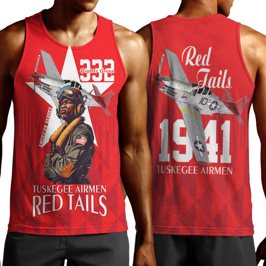 Tuskegee Airmen Red Tails Legacy Men Tank Top African American Pilots - Red - African Pride