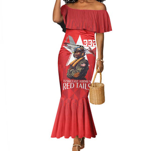 Tuskegee Airmen Red Tails Legacy Mermaid Dress African American Pilots - Red - African Pride