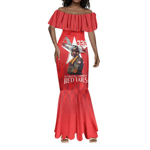 Tuskegee Airmen Red Tails Legacy Mermaid Dress African American Pilots - Red - African Pride