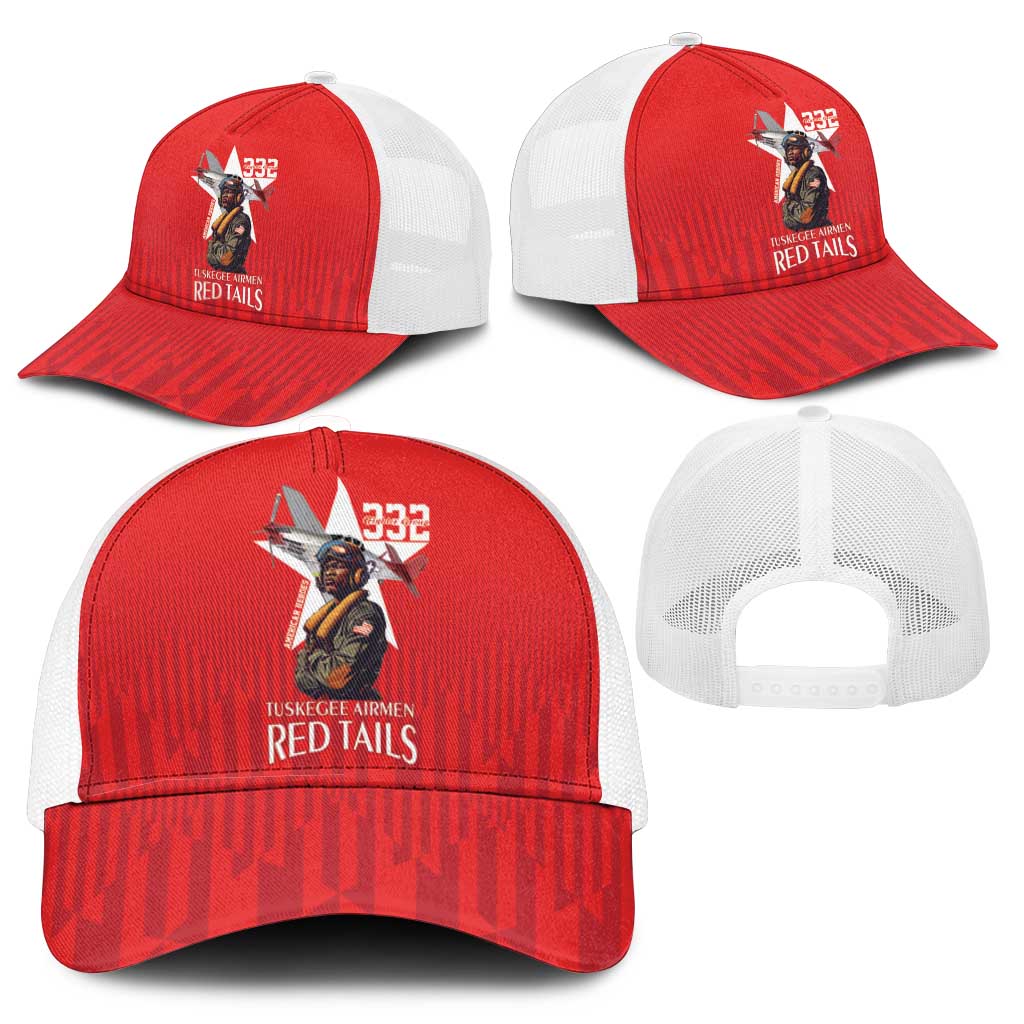 Tuskegee Airmen Red Tails Legacy Mesh Trucker Cap African American Pilots - Red - African Pride
