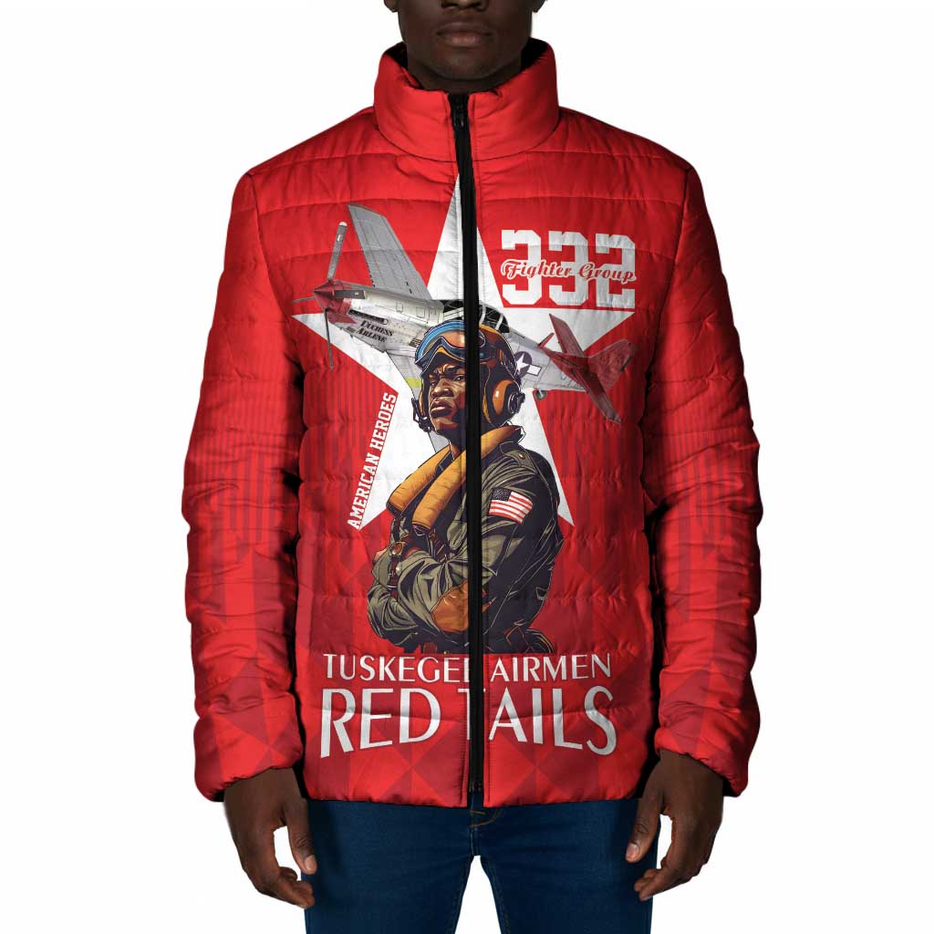 Tuskegee Airmen Red Tails Legacy Padded Jacket African American Pilots - Red