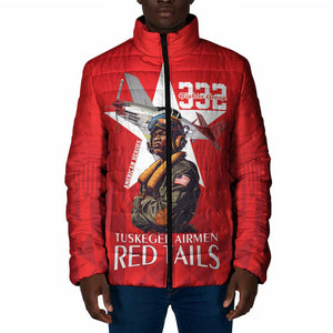Tuskegee Airmen Red Tails Legacy Padded Jacket African American Pilots - Red