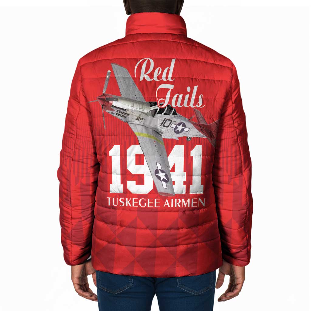 Tuskegee Airmen Red Tails Legacy Padded Jacket African American Pilots - Red