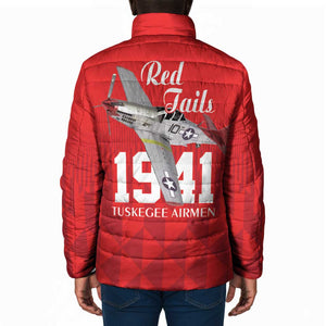 Tuskegee Airmen Red Tails Legacy Padded Jacket African American Pilots - Red