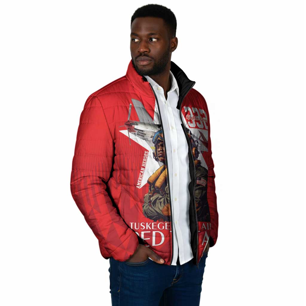 Tuskegee Airmen Red Tails Legacy Padded Jacket African American Pilots - Red