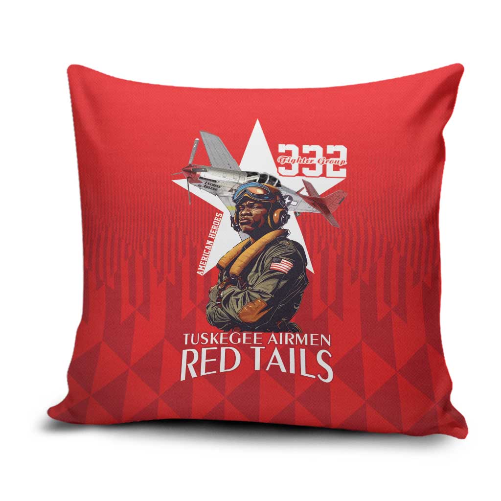 Tuskegee Airmen Red Tails Legacy Pillow Cover African American Pilots - Red