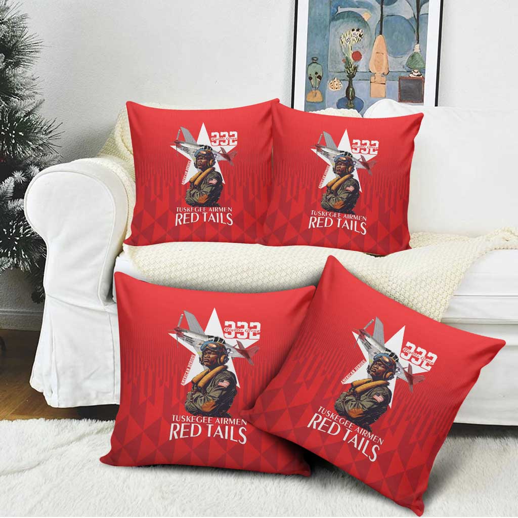 Tuskegee Airmen Red Tails Legacy Pillow Cover African American Pilots - Red