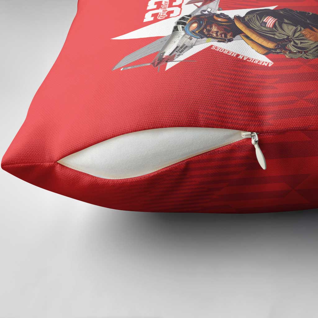 Tuskegee Airmen Red Tails Legacy Pillow Cover African American Pilots - Red