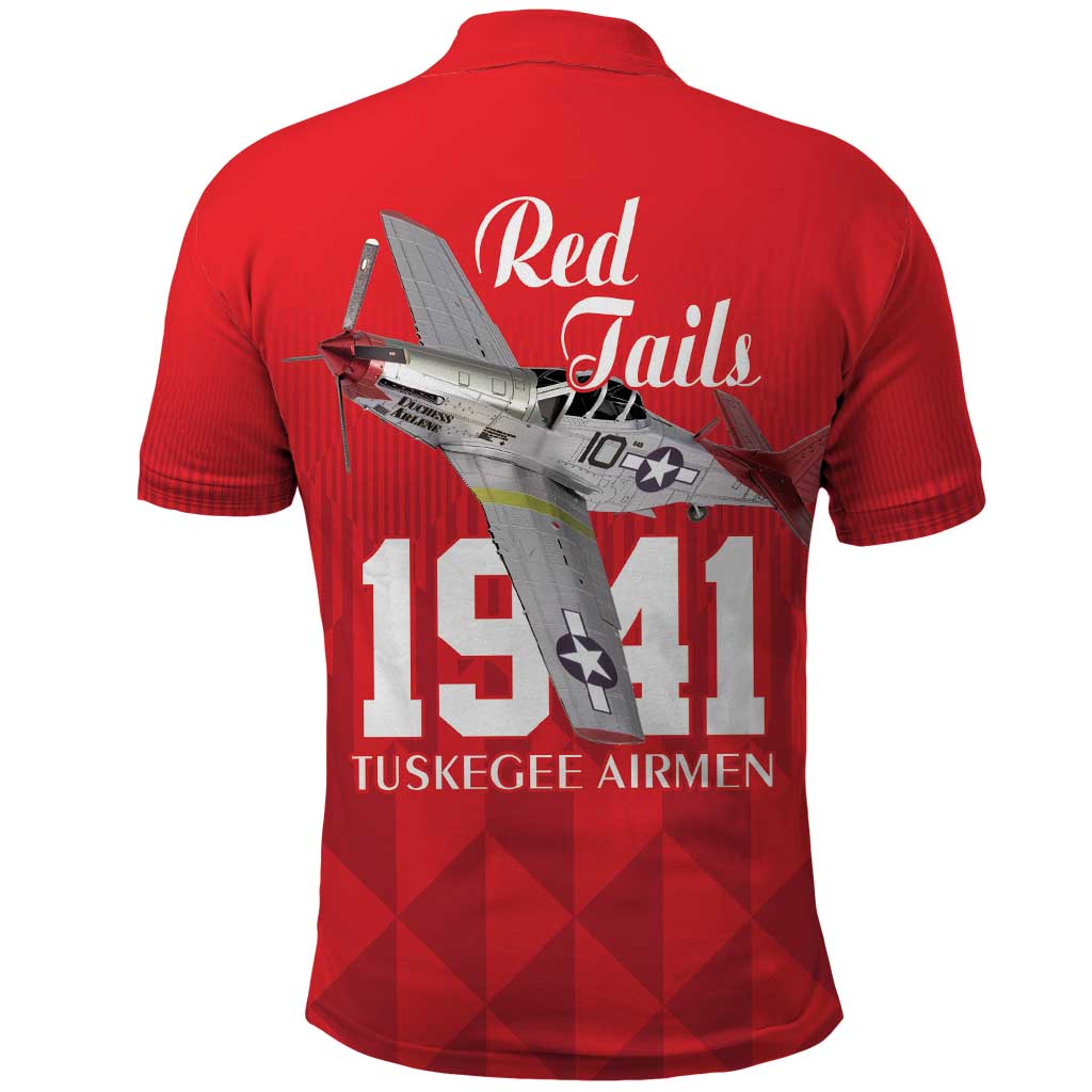 Tuskegee Airmen Red Tails Legacy Polo Shirt African American Pilots - Red - African Pride