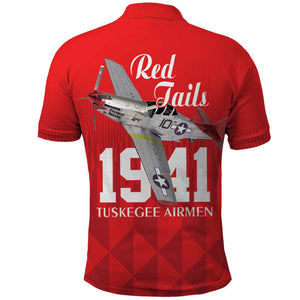 Tuskegee Airmen Red Tails Legacy Polo Shirt African American Pilots - Red - African Pride