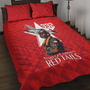 Tuskegee Airmen Red Tails Legacy Quilt Bed Set African American Pilots - Red - African Pride