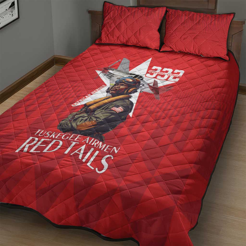 Tuskegee Airmen Red Tails Legacy Quilt Bed Set African American Pilots - Red - African Pride