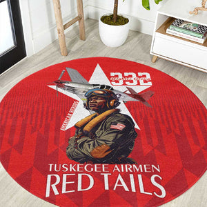 Tuskegee Airmen Red Tails Legacy Round Carpet African American Pilots - Red - African Pride