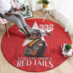Tuskegee Airmen Red Tails Legacy Round Carpet African American Pilots - Red - African Pride
