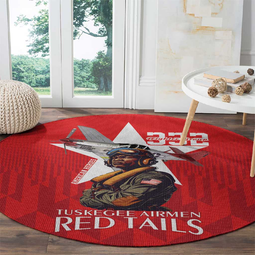 Tuskegee Airmen Red Tails Legacy Round Carpet African American Pilots - Red - African Pride