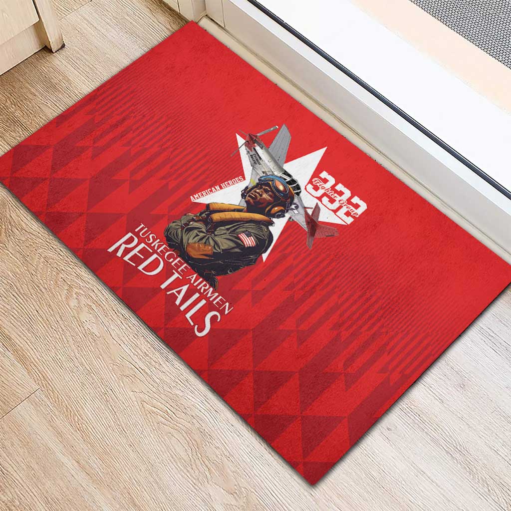 Tuskegee Airmen Red Tails Legacy Rubber Doormat African American Pilots - Red - African Pride