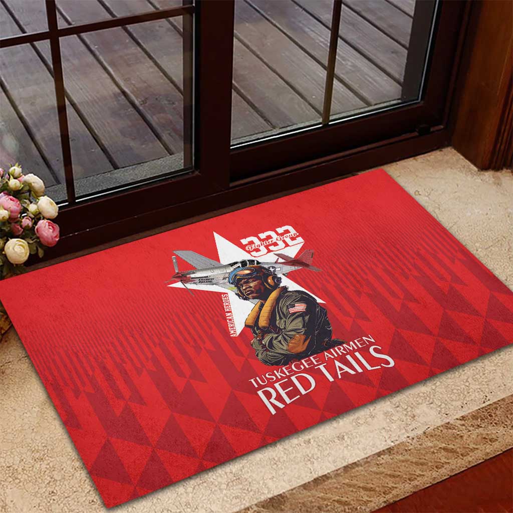 Tuskegee Airmen Red Tails Legacy Rubber Doormat African American Pilots - Red - African Pride