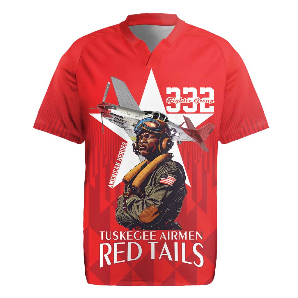 Tuskegee Airmen Red Tails Legacy Rugby Jersey African American Pilots - Red - African Pride