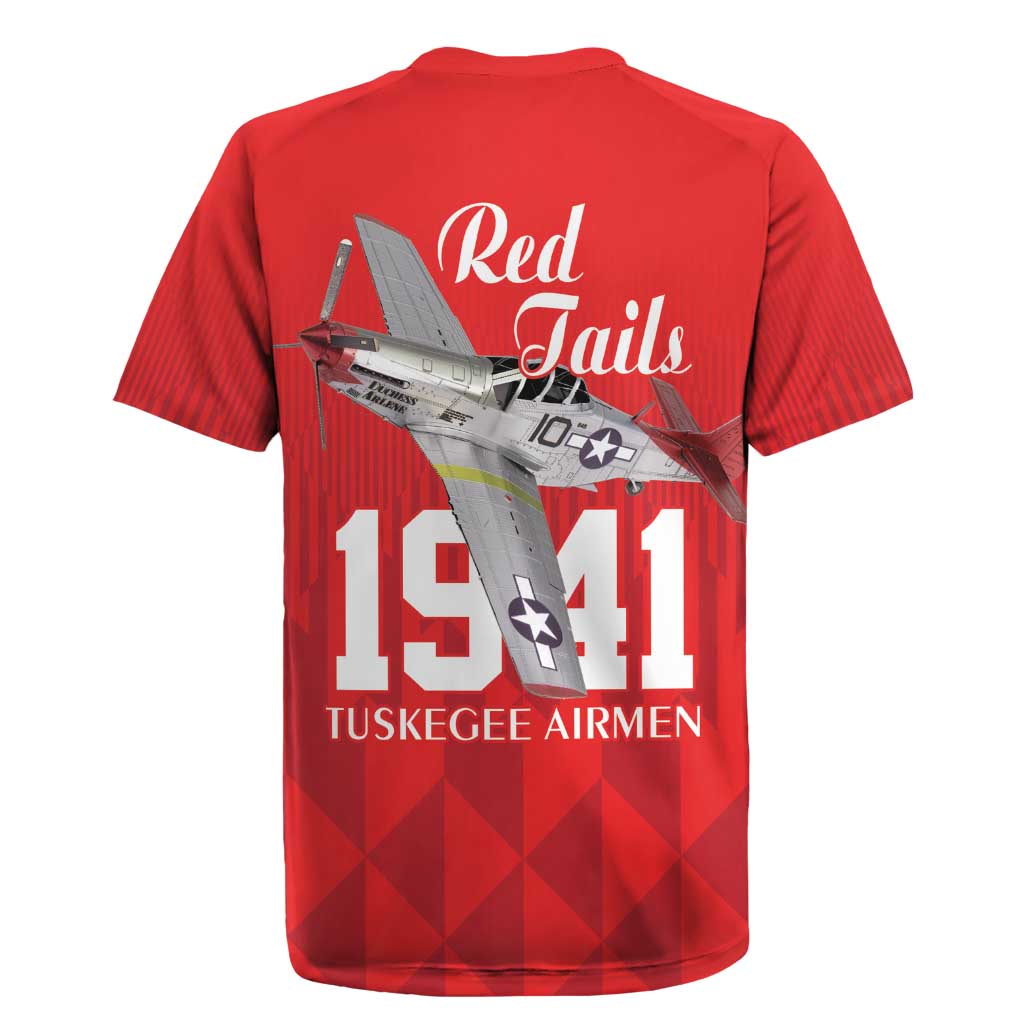 Tuskegee Airmen Red Tails Legacy Rugby Jersey African American Pilots - Red - African Pride