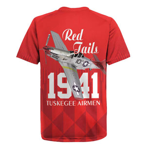 Tuskegee Airmen Red Tails Legacy Rugby Jersey African American Pilots - Red - African Pride