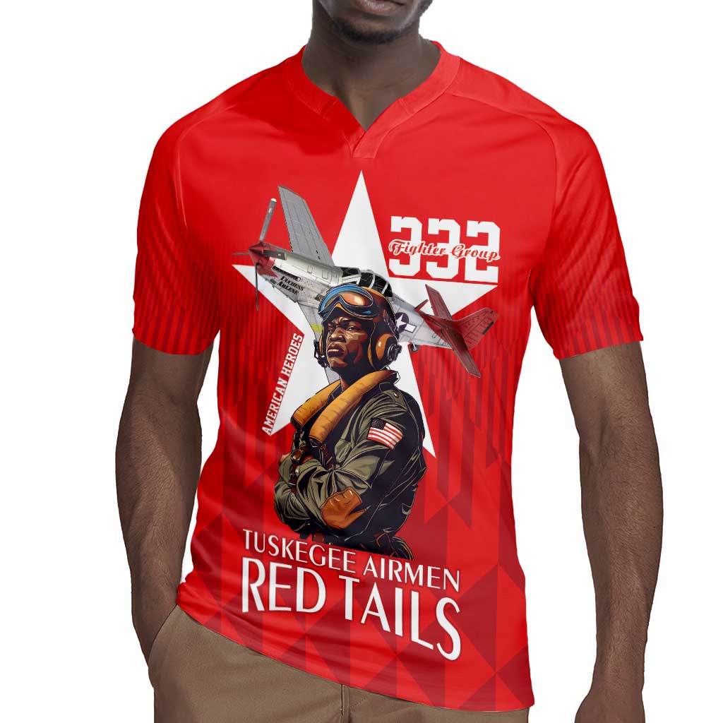 Tuskegee Airmen Red Tails Legacy Rugby Jersey African American Pilots - Red - African Pride