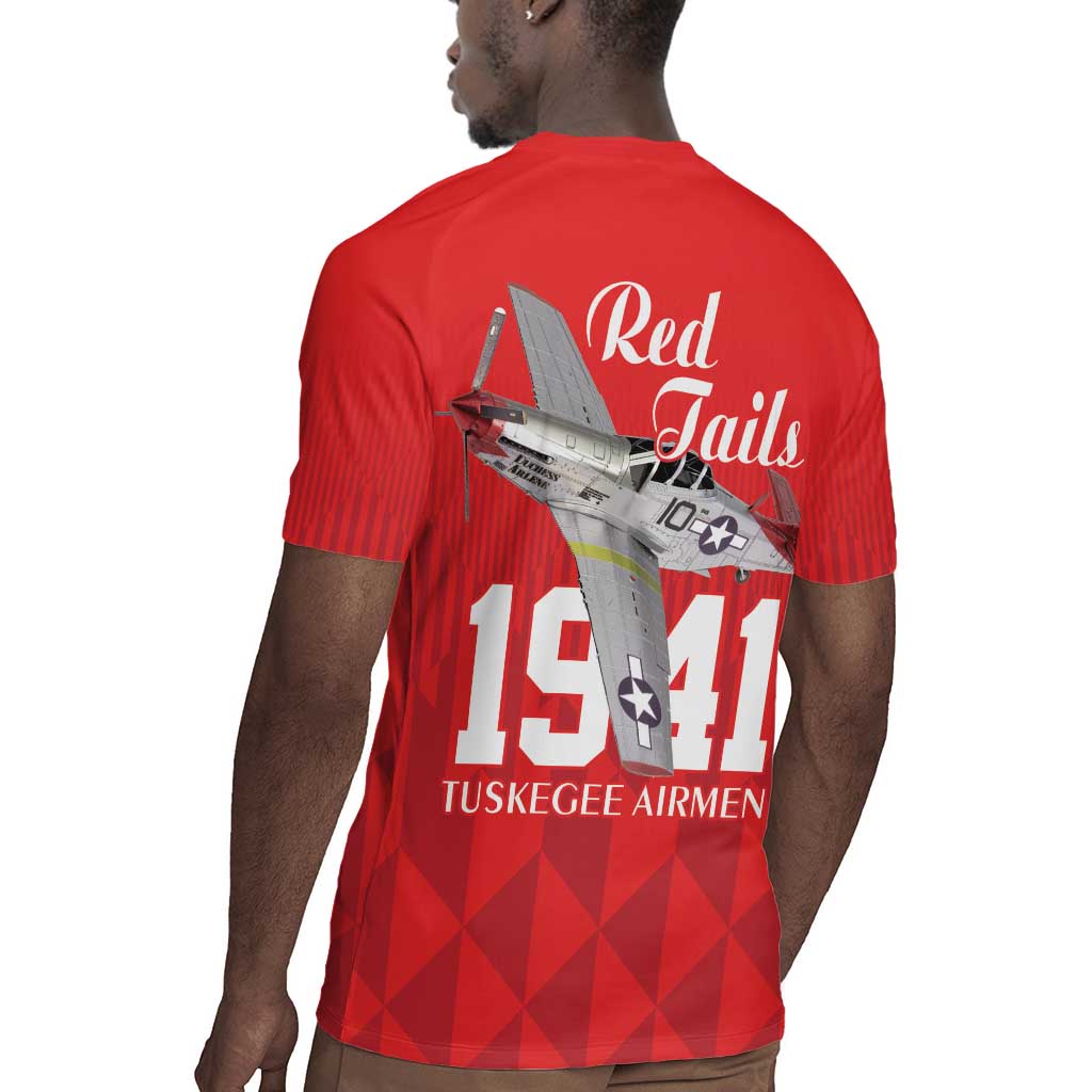 Tuskegee Airmen Red Tails Legacy Rugby Jersey African American Pilots - Red - African Pride
